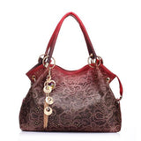<bold>Hobo / Tote Bag <br>Vegan-Leather Handbag Red - strapsandbrass.com