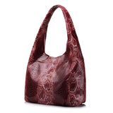 <bold>Hobo / Tote Bag <br>Genuine-Leather Handbag Red - strapsandbrass.com