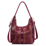 <bold>Hobo  / Tote Bag <br>Genuine-Leather Handbag Red - strapsandbrass.com
