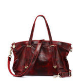 <bold>Tote  / Shoulder Bag <br>Genuine-Leather Handbag Red - strapsandbrass.com