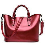 <bold>Tote / Shoulder Bag <br>Genuine-Leather Handbag Red - strapsandbrass.com