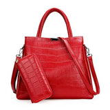<bold>Tote Bag & Clutch Set <br>Vegan-Leather Handbag Red - strapsandbrass.com
