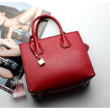 Top-Handle / Crossbody Bag  <br>Genuine-Leather Handbag Red - strapsandbrass.com