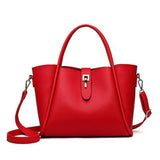 <bold>Tote / Crossbody Bag <br>Vegan-Leather Handbag Red - strapsandbrass.com