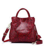 <bold>Bucket  / Tote Bag <br>Genuine-Leather Handbag Red - strapsandbrass.com