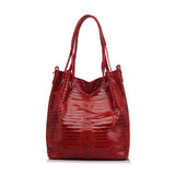 <bold>Bucket / Tote Bag <br>Genuine-Leather Handbag Red - strapsandbrass.com