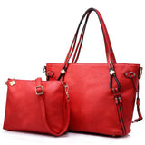 <bold>Tote & Crossbody Bag Set <br>Vegan-Leather Handbag Red - strapsandbrass.com