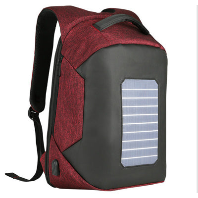 Copy of Backpack USB Charging & Solar <br> Nylon Backpack Red - strapsandbrass.com