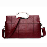 <bold>Tote / Messenger Bag <br>Genuine-Leather Handbag Red - strapsandbrass.com