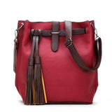 <bold>Bucket / Tote Bag <br>Vegan-Leather Handbag Red - strapsandbrass.com
