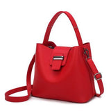 <bold>Bucket / Tote Bag  <br>Vegan-Leather Handbag Red - strapsandbrass.com