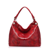 <bold>Hobo / Tote Bag  <br>Genuine-Leather Handbag Red - strapsandbrass.com
