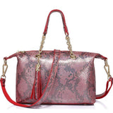 <bold>Tote  / Shoulder Bag <br>Genuine-Leather Handbag Red - strapsandbrass.com