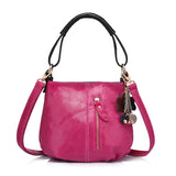 <bold>Bucket  / Tote Bag <br>Genuine-Leather Handbag Rose Red - strapsandbrass.com