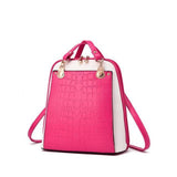 <bold>Fashion Backpack  <br>Vegan-Leather Fashion Backpack Rose RedWhite - strapsandbrass.com