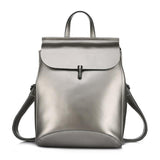 <bold>Fashion Backpack  <br>Genuine-Leather Fashion Backpack Silver - strapsandbrass.com