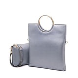 <bold>Tote & Crossbody Bag Set <br>Vegan-Leather Handbag Silver - strapsandbrass.com