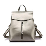 <bold>Fashion Backpack <br>Genuine-Leather Fashion Backpack Silver - strapsandbrass.com