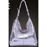 <bold>Hobo / Tote Bag <br>Genuine-Leather Handbag Silver - strapsandbrass.com