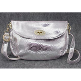 <bold>Crossbody / Shoulder Bag <br>Genuine-Leather Handbag Silver - strapsandbrass.com