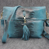 <bold>Messenger / Crossbody Bag <br>Genuine-Leather Handbag Sky Blue - strapsandbrass.com