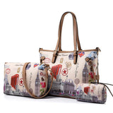 <bold>Tote Crossbody Bag & Purse Set <br>Canvas & Vegan-Leather Handbag Stars Pattern - strapsandbrass.com