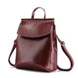 <bold>Fashion Backpack  <br>Genuine-Leather Handbag Wine Red - strapsandbrass.com