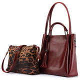 <bold>Tote & Crossbody Bag Set <br>Genuine-Leather Handbag Red - strapsandbrass.com