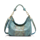 <bold>Hobo / Tote Bag <br>Genuine-Leather shoulder bags Yellow Blue - strapsandbrass.com