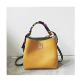<bold>Bucket / Tote Bag  <br>Vegan-Leather Handbag Yellow - strapsandbrass.com