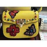 <bold>Crossbody / Shoulder Bag <br>Vegan-Leather Handbag Yellow - strapsandbrass.com