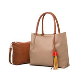<bold>Tote & Crossbody Bag Set <br>Vegan-Leather Handbag Orange - strapsandbrass.com