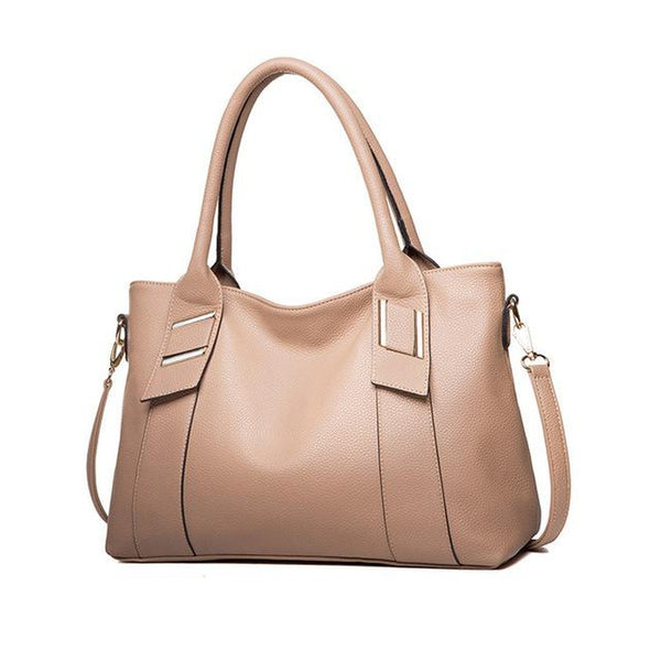 <bold>Top-Handle / Tote Bag  <br>Vegan-Leather Handbag Beige - strapsandbrass.com
