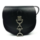 Shell / Crossbody Bag  <br>Genuine-Leather Handbag Black - strapsandbrass.com