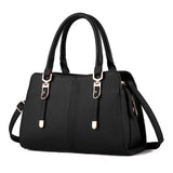 <bold>Top-Handle  / Shoulder Bag  <br>Vegan-Leather Handbag Black - strapsandbrass.com