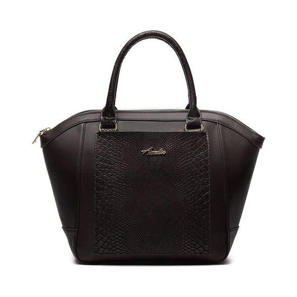<bold>Tote / Shoulder Bag <br>Vegan-Leather Handbag Black - strapsandbrass.com