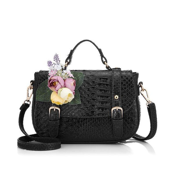 <bold>Satchel / Shoulder Bag <br>Vegan-Leather Handbag Black - strapsandbrass.com