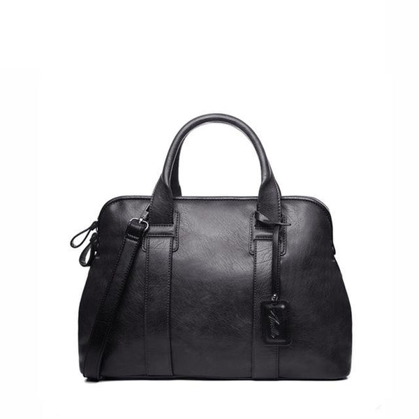 <bold>Top-Handle / Tote Bag  <br>Vegan-Leather Handbag Black - strapsandbrass.com