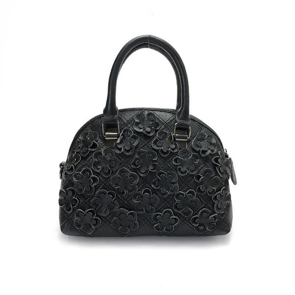 Top-Handle / Crossbody Bag  <br>Genuine-Leather Handbag Black - strapsandbrass.com