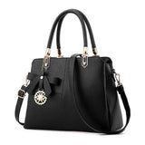 <bold>Top-Handle / Messenger Bag <br>Vegan-Leather Handbag Black - strapsandbrass.com