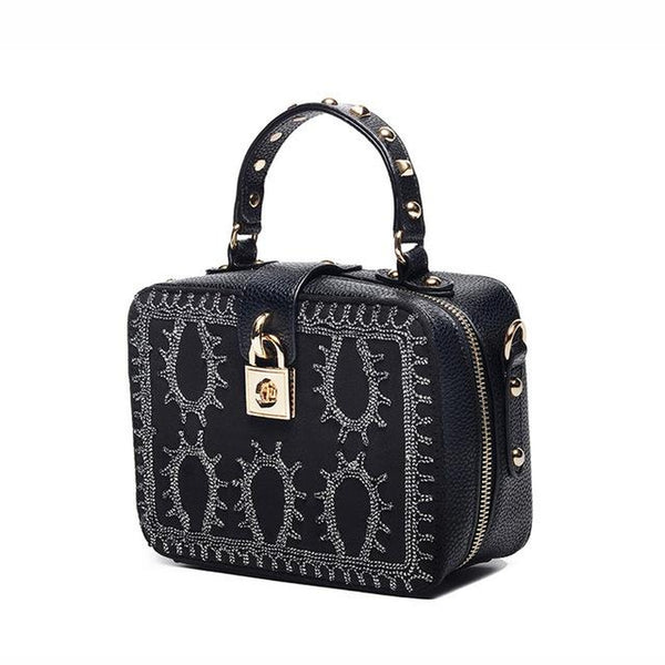 <bold>Top-Handle Bag & Satchel <br>Vegan-Leather Handbag Black - strapsandbrass.com