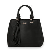 <bold>Top-Handle  / Shoulder Bag  <br>Vegan-Leather Handbag Black - strapsandbrass.com