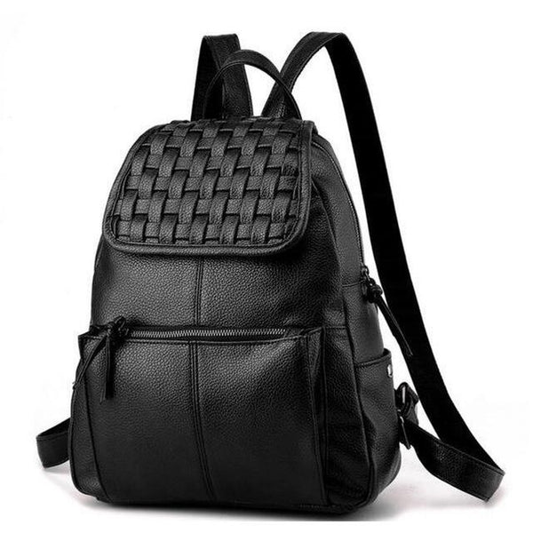 <bold>Casual Backpack <br>Vegan-Leather Fashion Backpack Black backpack - strapsandbrass.com