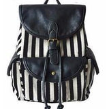 <bold>Casual Day Backpack  <br>Canvas Fashion Backpack Black shu striped - strapsandbrass.com