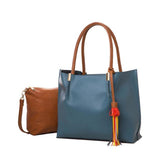 <bold>Tote & Crossbody Bag Set <br>Vegan-Leather Handbag Blue - strapsandbrass.com