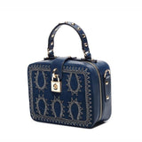 <bold>Top-Handle Bag & Satchel <br>Vegan-Leather Handbag Blue - strapsandbrass.com