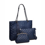 <bold>Tote Crossbody Bag & Purse Set <br>Vegan-Leather Handbag Blue - strapsandbrass.com