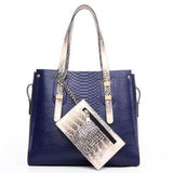 Tote / Shoulder Bag  <br>Vegan-Leather Handbag Blue - strapsandbrass.com