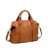 <bold>Top-Handle  / Crossbody Bag  <br>Vegan-Leather Handbag Brown - strapsandbrass.com