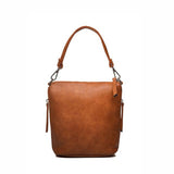 <bold>Bucket / Crossbody Bag <br>Vegan-Leather Handbag Brown - strapsandbrass.com